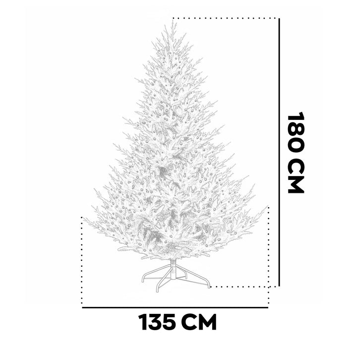 Rockfeller - Albero di Natale Tradizionale con 700 Luci LED in PE e PVC Ø135x180H cm, 1248 Punte