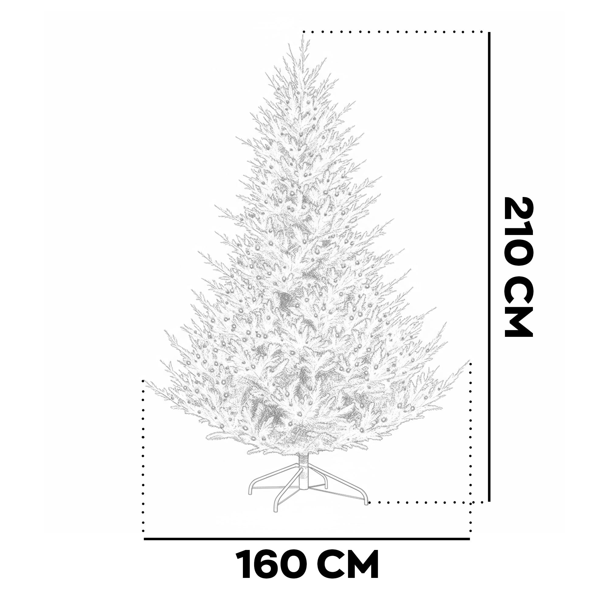 Rockfeller - Albero di Natale Tradizionale con 1000 Luci LED in PE e PVC Ø160x210H cm, 2184 Punte