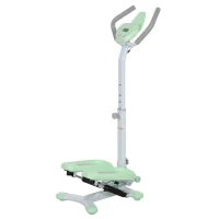 Stepper con Manubrio e Gradino Regolabile e Monitor LCD, in Acciaio e ABS, 48x38x108-118 cm, Verde