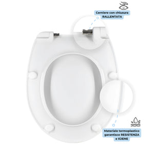 Sedile bianco lucido termoplastico per serie dark con chiusura rallentata frizionata *** confezione 1