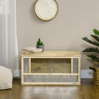 Terrario per Rettili in Legno con Porte in Vetro Scorrevoli e Pannelli in Rete, 40x80x40 cm