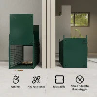 Gabbia Trappola per Animali Vivi Piccoli con Doppia Porta e Maniglia, 80x25x30cm, Verde Scuro