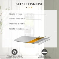 Specchio Verticale da Parete o da Terra con Bordi Arrotondati, in MDF e Vetro, 120x35 cm, Bianco