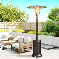 Riscaldatore da Esterno con Spegnimento Automatico e Rotelle, 82x82x223 cm, Marrone Scuro