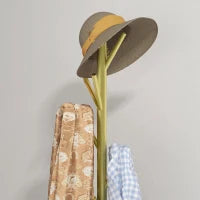 Appendiabiti da Terra Autoportante con 8 Ganci, Base in Marmo e Acciaio, Ø32x164cm, Oro