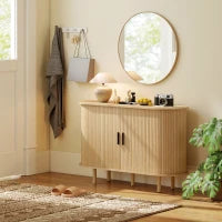 Credenza con Porte Scorrevoli, 4 Compartimenti e Gambe in Legno 120x40x78 cm Rovere