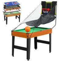 Tavolo multigioco 5-in-1, 53 accessori, funzione calcio balilla, hockey da tavolo, ping-pong, biliardo e basket, Noce