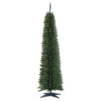 Albero di Natale Slim Artificiale 210 cm con Rami Realistici, Albero di Natale Alto e Stretto con Base Pieghevole, Verde