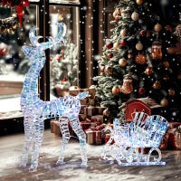 Renna e slitta luminose di Natale con 170 LED bianco caldo, per interno ed esterno, 60x29x115 cm