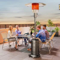 Riscaldatore da Esterno con Spegnimento Automatico e Rotelle, 82x82x223 cm, Marrone Scuro