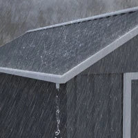 Casetta da Giardino Porta Attrezzi in Acciaio Zincato e PP con Finestra, 259x172x222 cm, Grigia e Bianca