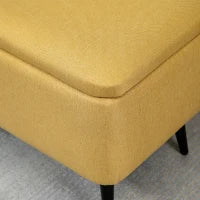 Panca Fondo Letto con Spazio Contenitore e Rivestimento in Poliestere Giallo, 101x38.5x44.5 cm