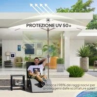 Telo di Ricambio per Ombrellone Rettangolare 3x2 m a 6 Stecche, Poliestere Anti UV 50+, Beige