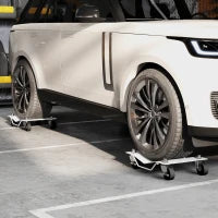 DURHAND Set di 2 Carrelli Sposta Auto in Metallo Antiscivolo con Ruote Girevoli e Bloccabili, Argento