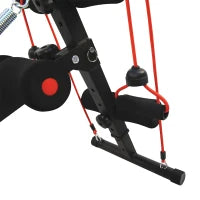 Panca Multifunzione con Vogatore a Molla e Schienale Regolabile e 2 Corde Elastiche, 55.5x137.5 cm Nero