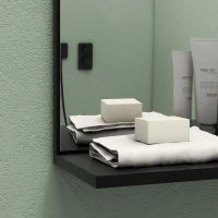 Specchiera Bagno Moderna da Parete a 4 Ripiani in Legno, 45x15x58.5cm, Nero