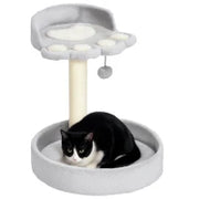 Tiragraffi per Gatti con Lettini, Corda in Juta e Peluche, 41x41x44 cm, Grigio Chiaro
