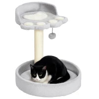 Tiragraffi per Gatti con Lettini, Corda in Juta e Peluche, 41x41x44 cm, Grigio Chiaro