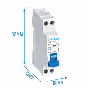 Chint interruttore magnetotermico compatto 1p+n curva c 1 modulo 4,5 ka 230v *** ampere 16 ampere, confezione 1