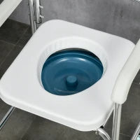 Sedia Comoda con Ruote per Anziani 3 in 1, Sedia per WC in Alluminio con Secchio Rimovibile, Bianco