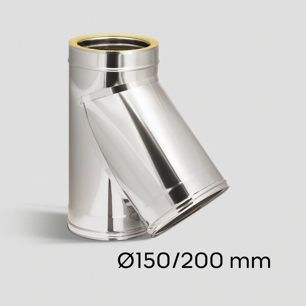 Raccordo braga 135° doppia parete metallica spessore 0,5 mm canna fumaria *** misura Ø 150/200 mm, confezione 1