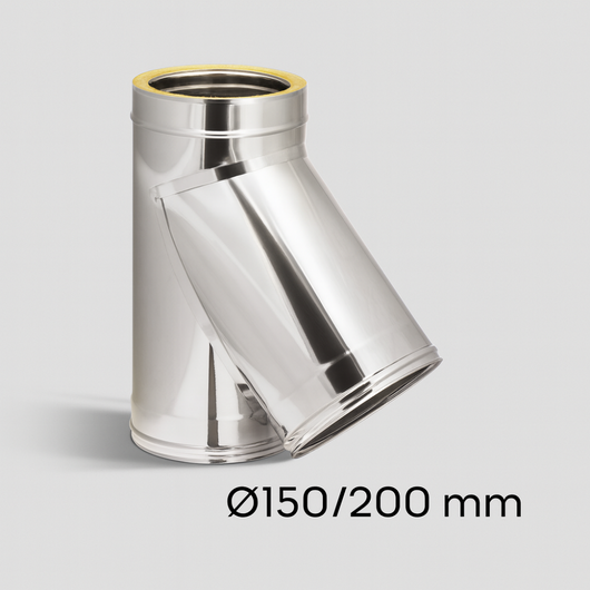 Raccordo braga 135° doppia parete metallica spessore 0,5 mm canna fumaria *** misura Ø 150/200 mm, confezione 1