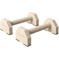 Set di 2 Parallele Maniglie Push-up Parallettes in Legno di Faggio Antiscivolo Finitura in Legno Naturale