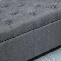 Panca Imbottita con Vano Portaoggetti e Poggiapiedi per Salotto, Camera da Letto, Ingresso, 100 x 40 x 44 cm, Grigio Scuro