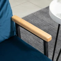 Divano Convertibile a 2 Posti con Schienale Regolabile a 5 Livelli e 2 Cuscini Imbottiti, Rivestimento in Velluto, Blu