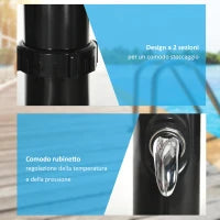 Doccia Solare da 20L con Rubinetto Inferiore e Temperatura Regolabile, in Lega di Zinco, 15.5x15.5x222 cm, Nero