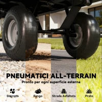 Carrello da Giardino in Acciaio da 114L con Sacca Portaoggetti e Pareti Rimovibili, 105x51x54 cm, Nero