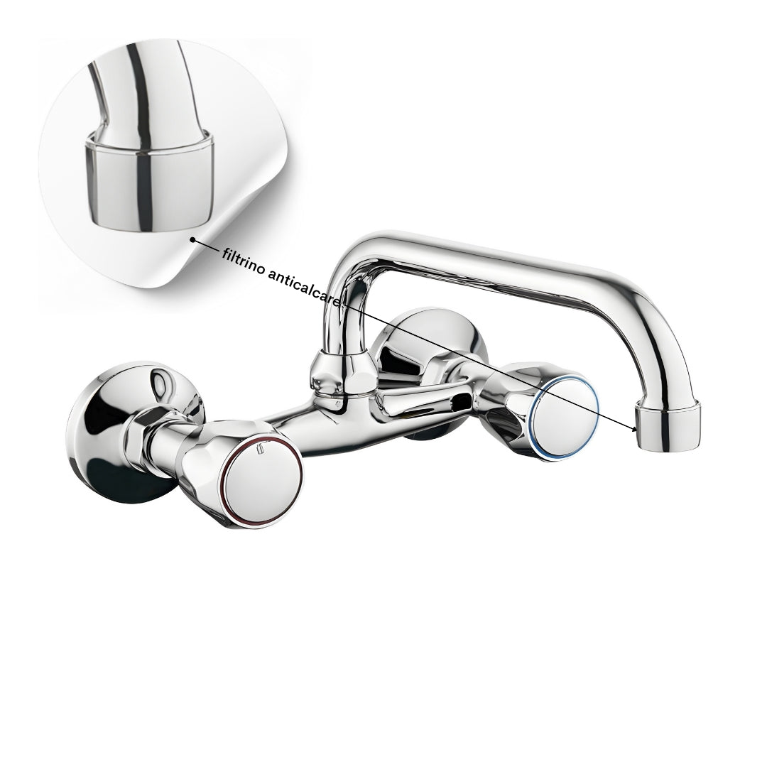 Rubinetto a muro up canna alta in ottone cucina con erogazione orientabile *** confezione 1