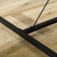 Set Tavolo da Pranzo e 2 Panche, Struttura in Acciaio, 4 Persone, per Cucina, Sala da Pranzo, Salotto, Naturale e Nero