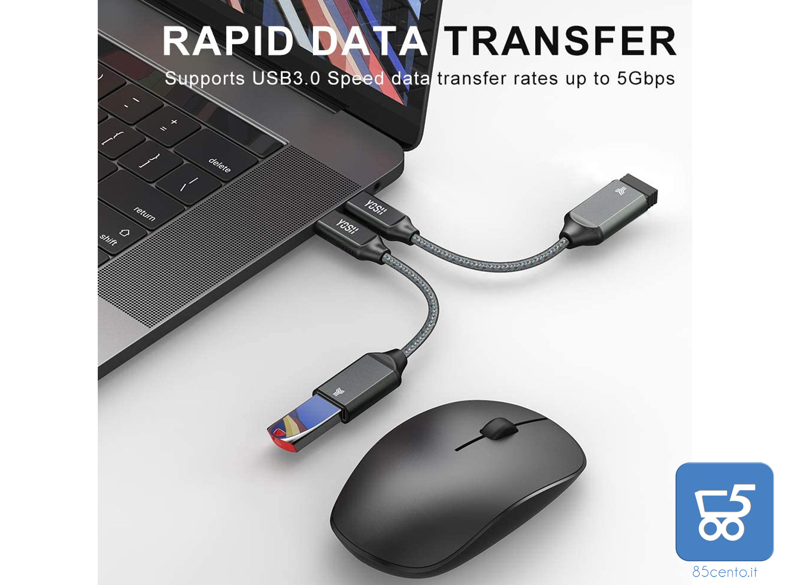 YOSH Adattatore USB C a USB femmina in Lega Zinco Confezione da 2 Adattatore Thunderbolt 3 a USB da USB-C a USB-A 3.0/2.0