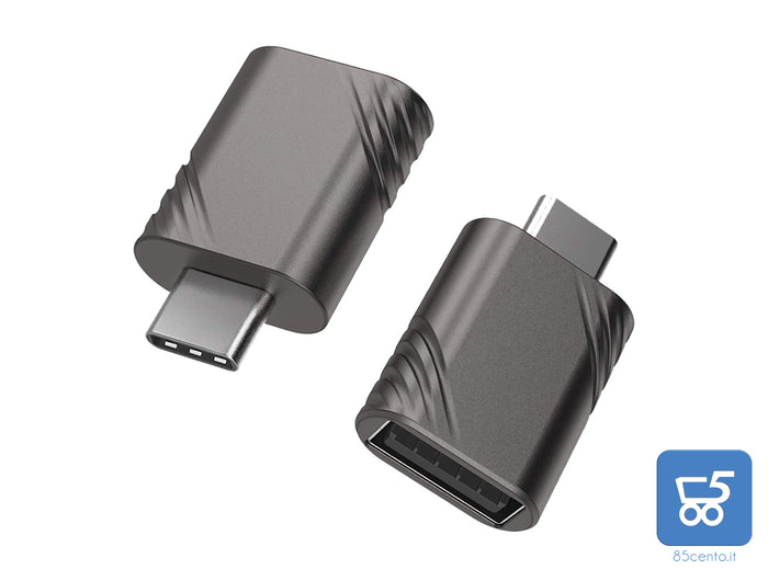 YOSH USB C Adattatore USB to USB C colore grigio Kit da 2 pezzi in lega di zinco