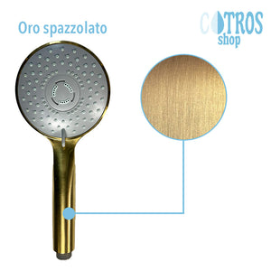 Doccetta oro spazzolato 3 getti ugelli sistema anticalcare