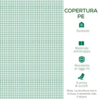 Telo per Serra in PE con 6 Finestre, Porta Avvolgibile e Bordi Interrati, 3x2x2 m, Verde