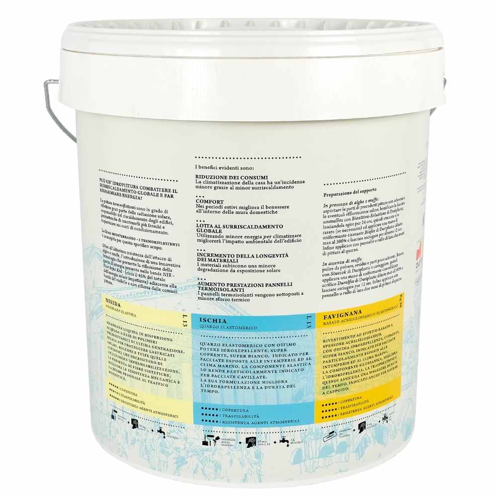 Italia colorpaint favignana rasato acrilsilossanico elastomerico termoriflettente *** tinta bianco, contenuto kg 8, c...