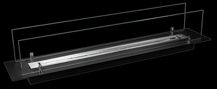 Bruciatore per camino a bioetanolo biocamino in acciaio con vetri da 100 cm