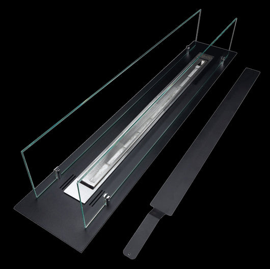 Bruciatore per camino a bioetanolo biocamino in acciaio con vetri da 100 cm