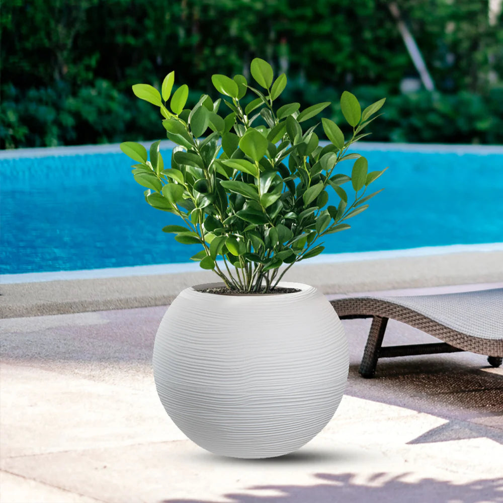 Vaso in resina da esterno interno per piante tondo a sfera di design d.40x33h Botticelli Bianco