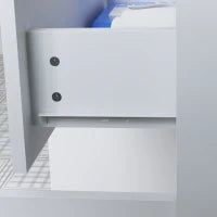 kleankin Mobiletto da Bagno su Piedi con 2 Porte e 1 Cassetto, Scaffale Regolabile, Bianco Lucido