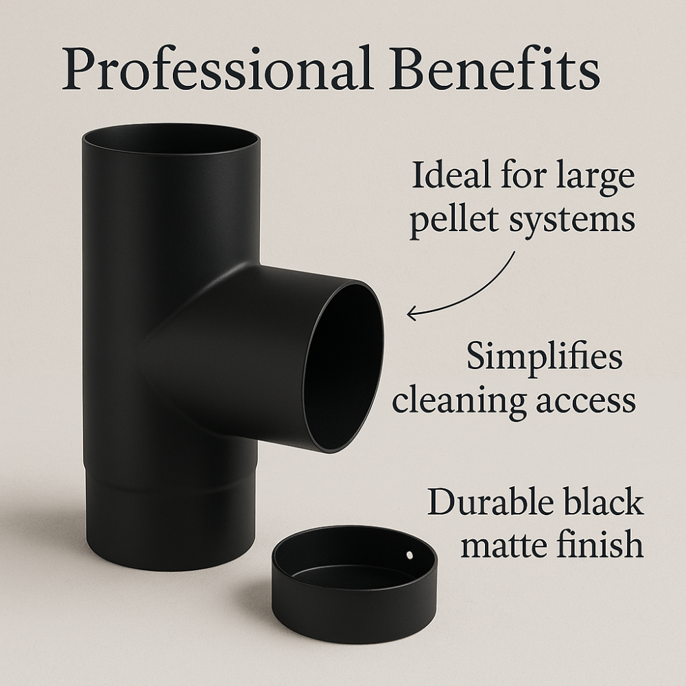 Raccordo a t arredo tappo ispezione raccolta 90° canale fumo stufa a pellet *** misura Ø 180 mm, confezione 1