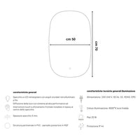 Specchio 5 mm rettangolare stondato retroilluminato interruttore touch *** misure 50x70 cm, tonalità standard 6000-6...