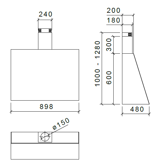 CAPPA WALL cm 90 - Inox - 800 m3/h