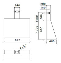 CAPPA WALL cm 90 - Inox - 800 m3/h