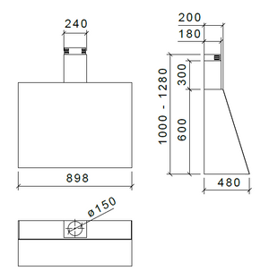 CAPPA WALL cm 90 - Inox - 800 m3/h