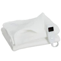 Coperta Elettrica 160x140 cm con 5 Livelli di Calore e 2 Zone di Controllo Indipendenti, in Poliestere Bianco