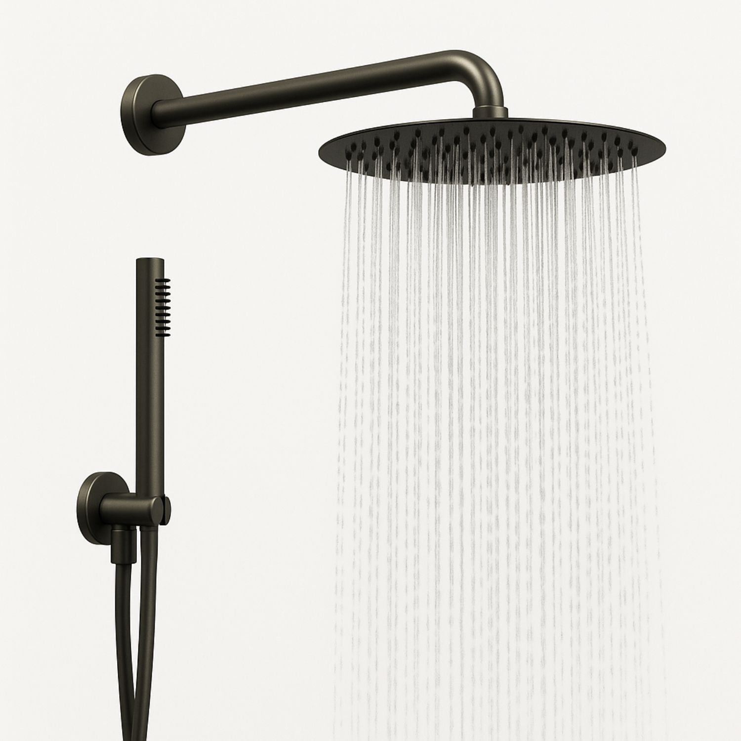 Set per doccia soffione tondo in acciaio inox 250 millimetri canna di fucile *** finitura- canna di fucile, confezione 1