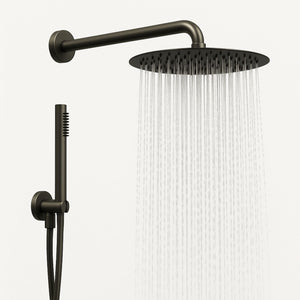 Set per doccia soffione tondo in acciaio inox 250 millimetri canna di fucile *** finitura- canna di fucile, confezione 1